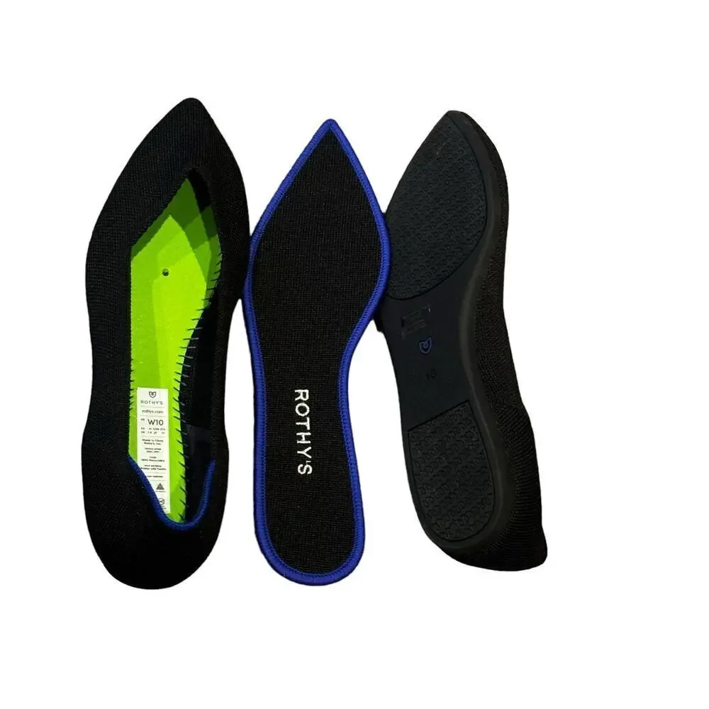 Rothy's The Point Ballet Flat Slip-On Lightweight Black Size 10 NWOB